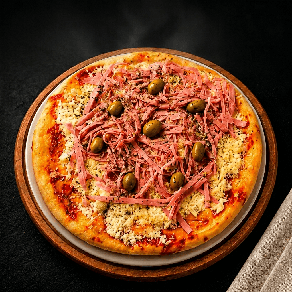 Pizza Jamón con Aceitunas